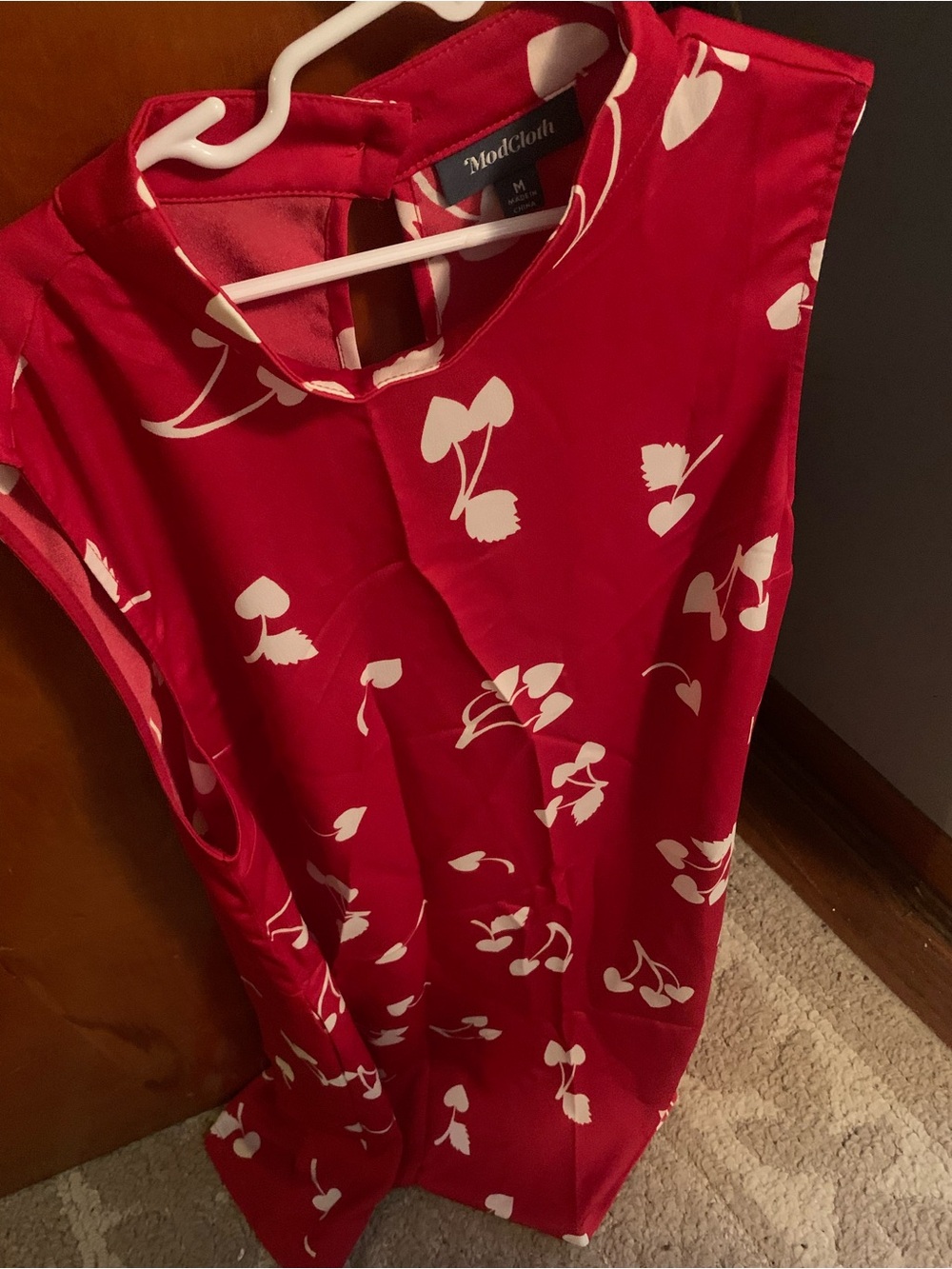 ModCloth Red Cherry Print Sleeveless Dress brand new